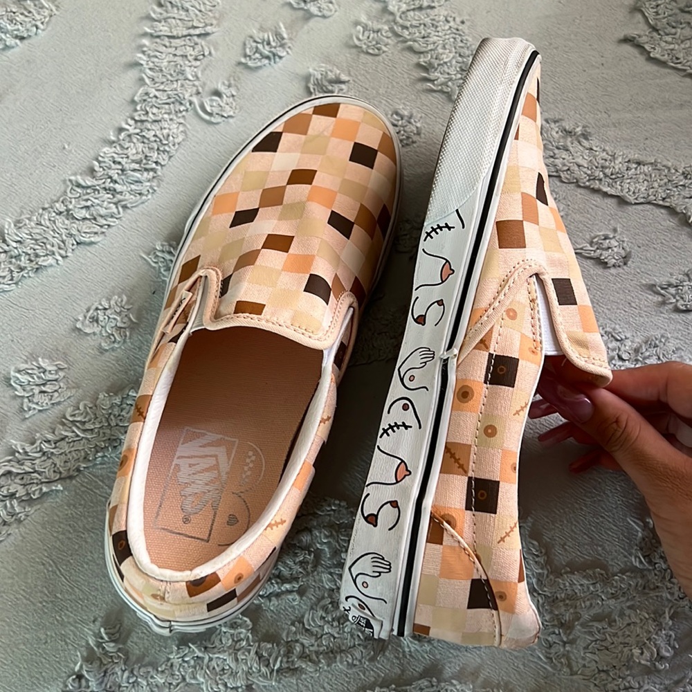 Vans breast cancer awareness slip on shoes